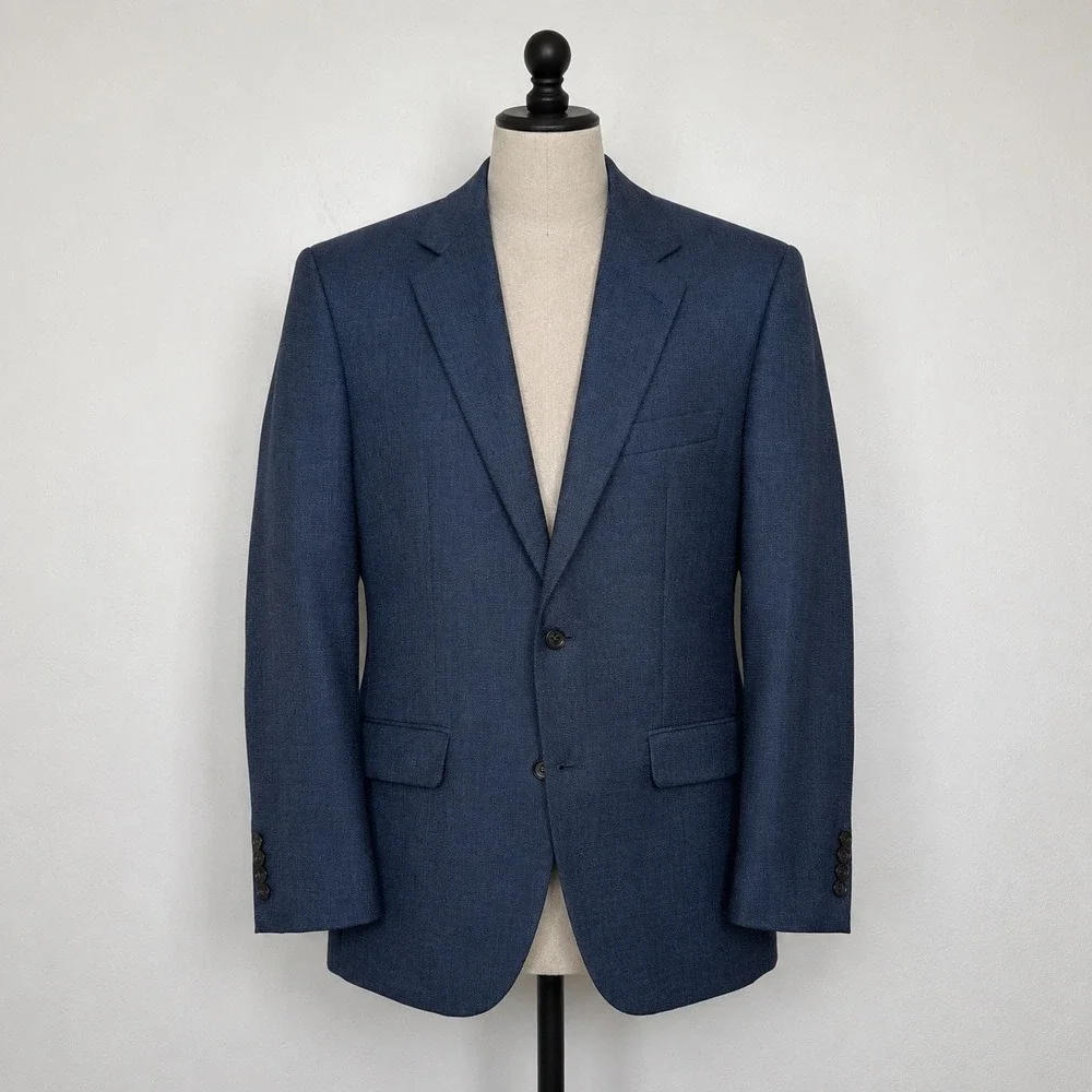 Lauren‎ Ralph Lauren Mens 42R Blue Textured Two Button Blazer Sport Coat Jacket